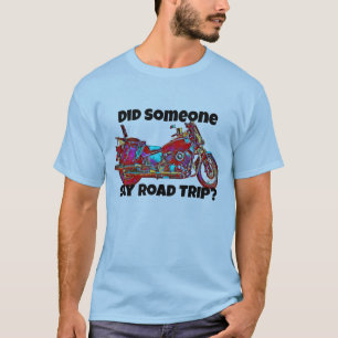 Colourful Motorcycle Road Trip Blue T-Shirt