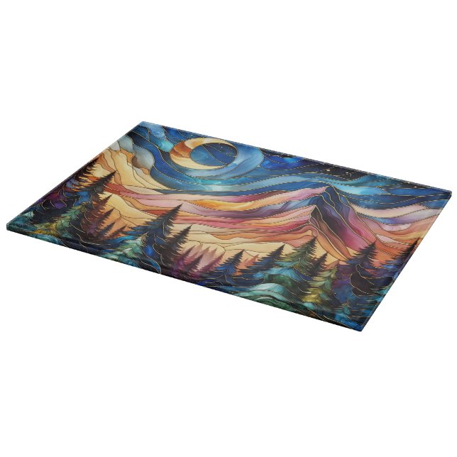 Colourful Mountain Glass Cutting Board (Corner)