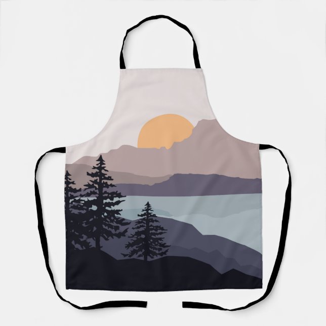 Colourful Mountain lake sunrise landscape Apron (Front)