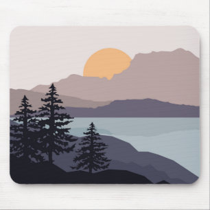 Colourful Mountain lake sunrise landscape Mouse Pad