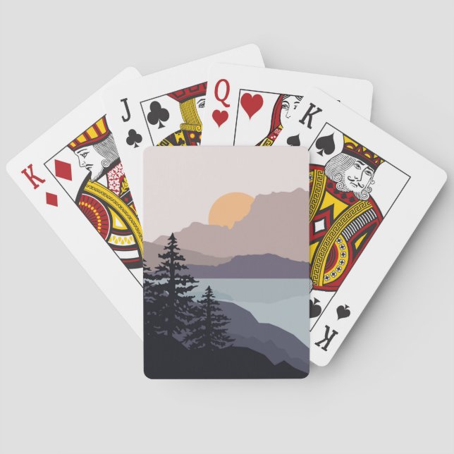 Colourful Mountain lake sunrise landscape Playing Cards (Back)