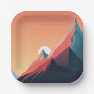  Colourful mountain landscape Paper Plate