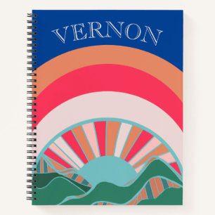 Colourful Mountain Sun Boys Custom Notebook