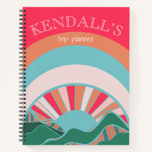 Colourful Mountain Sun Custom Travel Planner Notebook