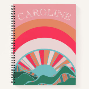Colourful Mountain Sun Girls Custom Notebook