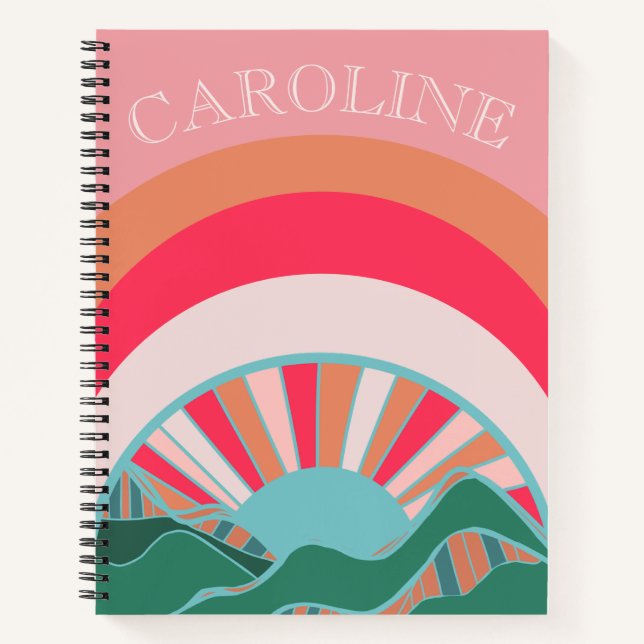 Colourful Mountain Sun Girls Custom Notebook (Front)