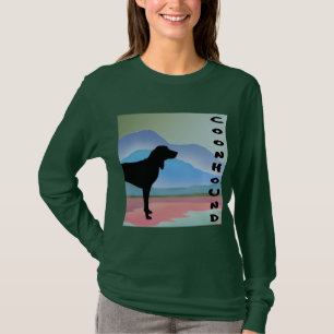 Colourful Mountains Coonhound (with text) T-Shirt