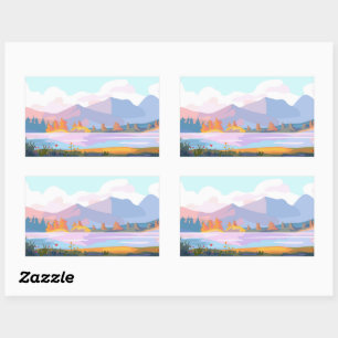 Colourful mountains rectangular sticker
