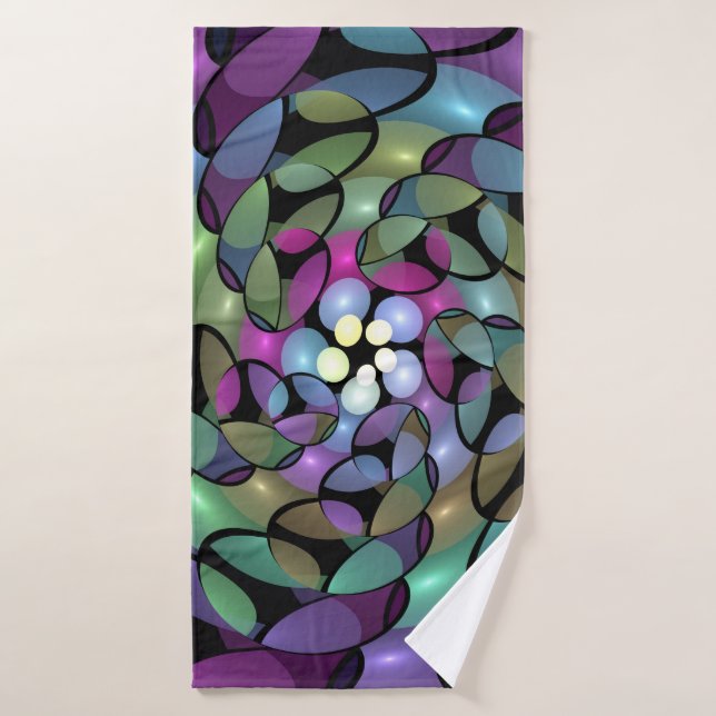 Colourful Movements Abstract Trippy Fractal Art Bath Towel (Bath Towel)