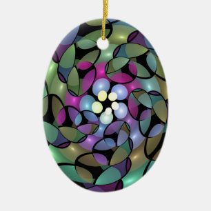 Colourful Movements Abstract Trippy Fractal Art Ceramic Tree Decoration