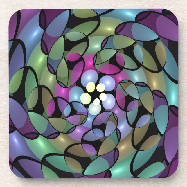 Colourful Movements Abstract Trippy Fractal Art Coaster (Front)