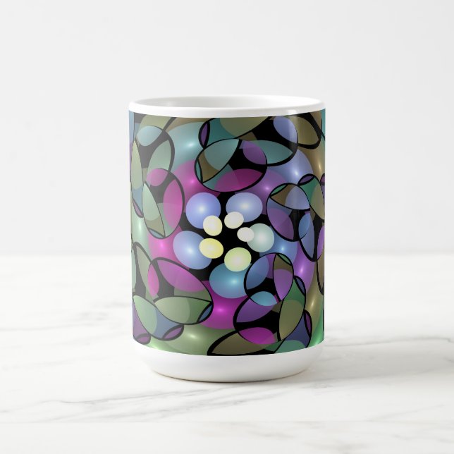 Colourful Movements Abstract Trippy Fractal Art Coffee Mug (Center)