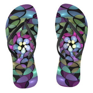 Colourful Movements Abstract Trippy Fractal Art Jandals