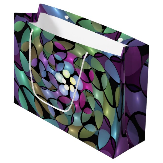 Colourful Movements Abstract Trippy Fractal Art Large Gift Bag (Front Angled)
