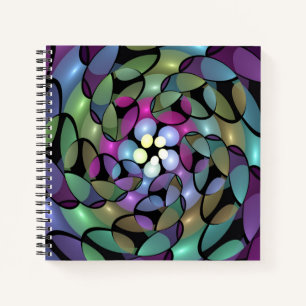 Colourful Movements Abstract Trippy Fractal Art Notebook