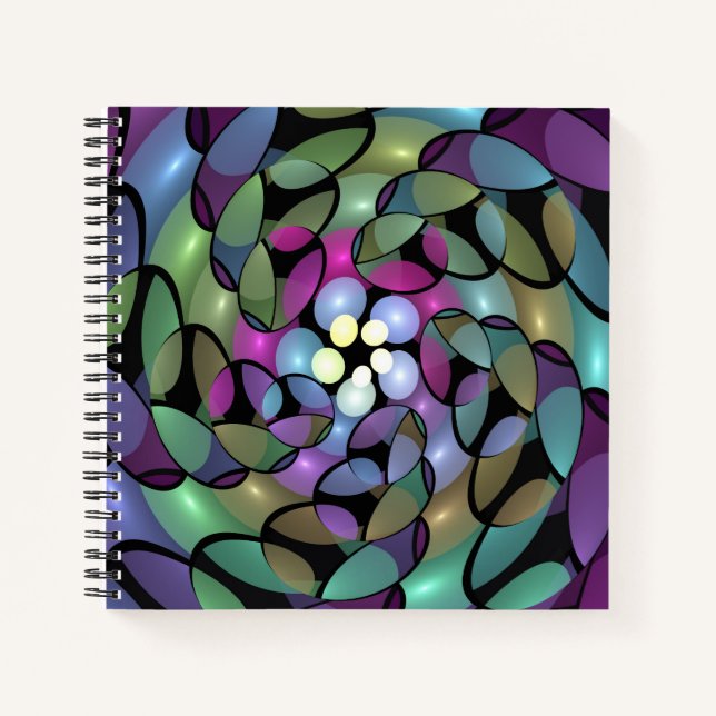 Colourful Movements Abstract Trippy Fractal Art Notebook (Front)