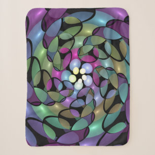 Colourful Movements Abstract Trippy Fractal Art Sherpa Blanket