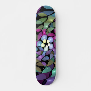 Colourful Movements Abstract Trippy Fractal Art Skateboard