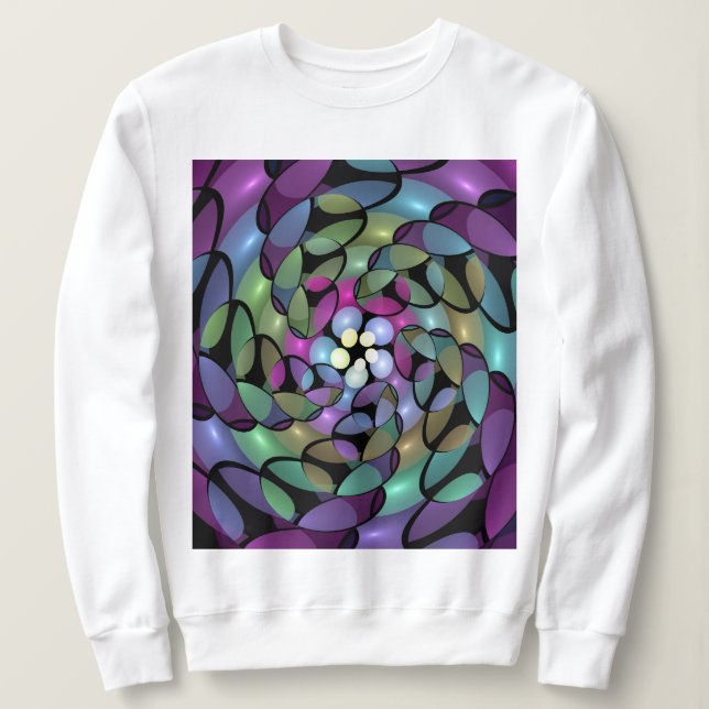 Colourful Movements Abstract Trippy Fractal Art Sweatshirt (Design Front)