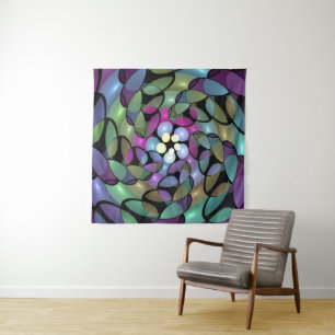 Colourful Movements Abstract Trippy Fractal Art Tapestry