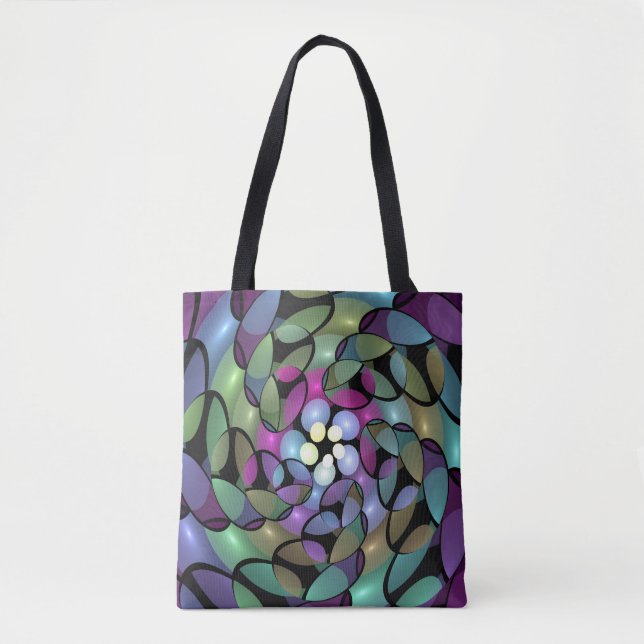 Colourful Movements Abstract Trippy Fractal Art Tote Bag (Front)
