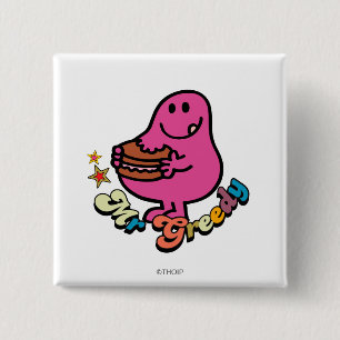 Colourful Mr. Greedy Eating 15 Cm Square Badge