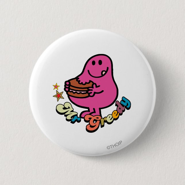Colourful Mr. Greedy Eating 6 Cm Round Badge (Front)