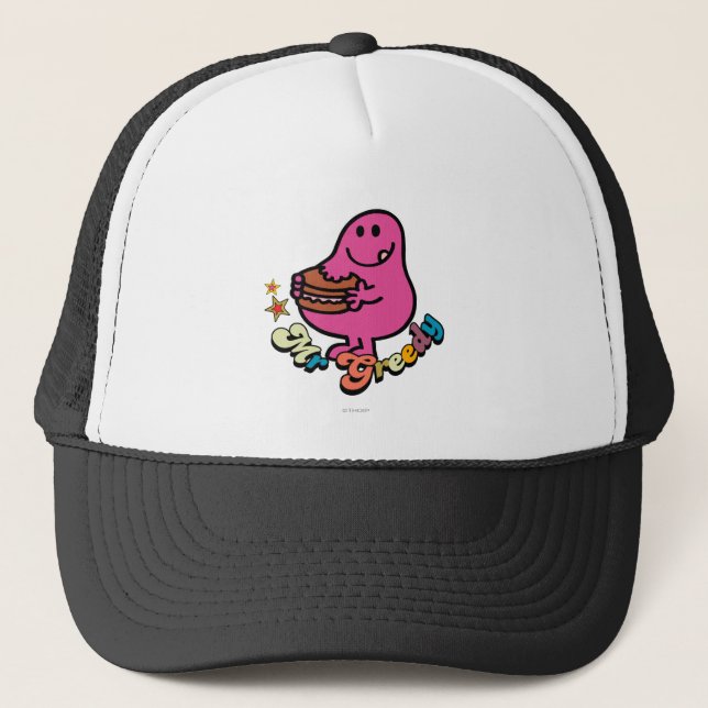 Colourful Mr. Greedy Eating Trucker Hat (Front)