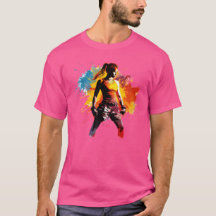 Colourful Muay Thai Fighter Girl On Womens Muay Th T-Shirt