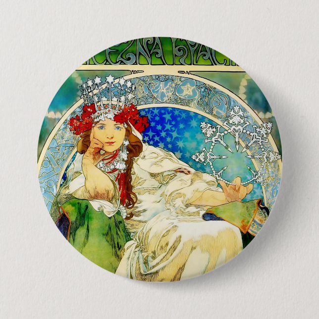 Colourful Mucha Princess Hyacinth 7.5 Cm Round Badge (Front)