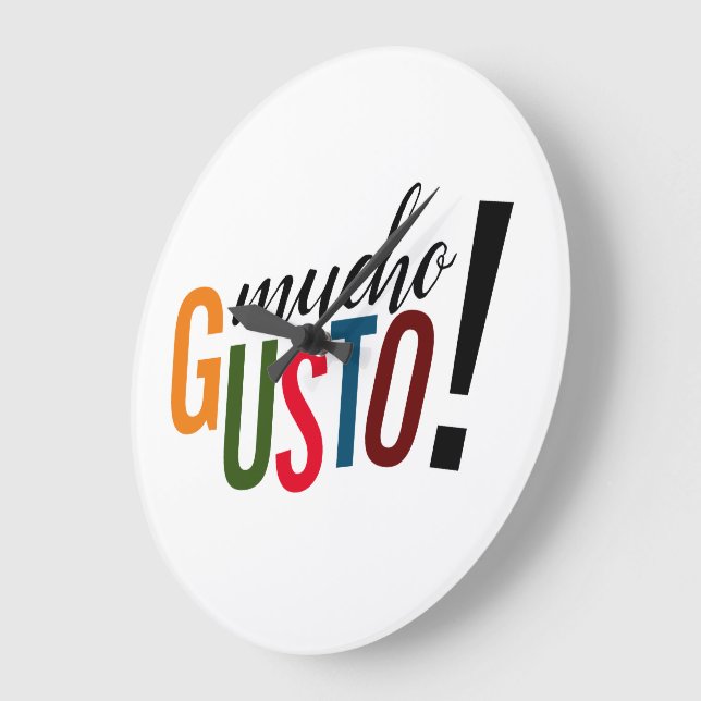Colourful Mucho Gusto! Large Clock (Angle)