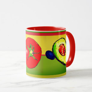 Colourful Mug with Avocado Onion and Tomato