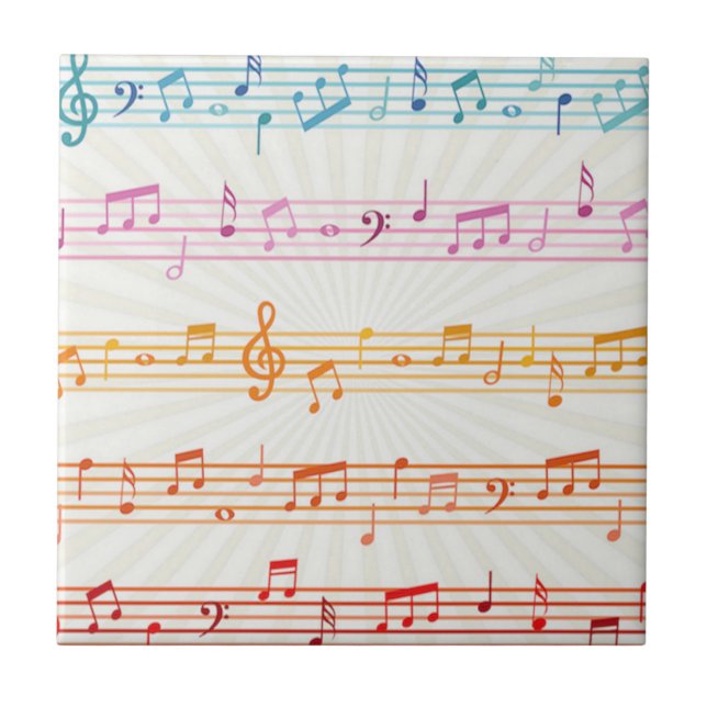 Colourful Multi colour Music note Musician   Tile (Front)