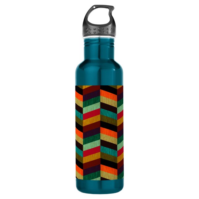 Colourful Multi-Coloured Herringbone Pattern 710 Ml Water Bottle (Front)