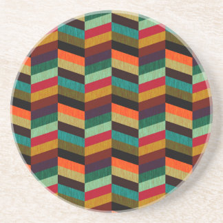 Colourful Multi-Coloured Herringbone Pattern Coaster