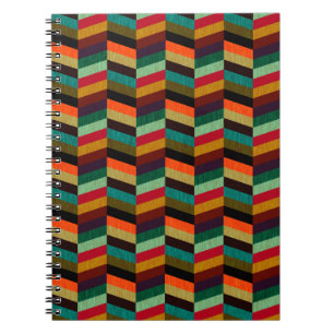 Colourful Multi-Coloured Herringbone Pattern Notebook
