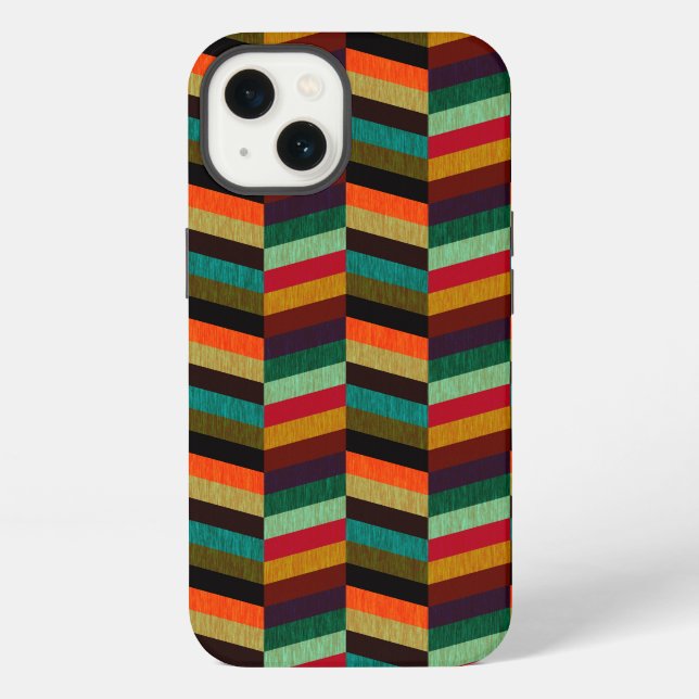 Colourful Multi-Coloured Herringbone Style Pattern iPhone Case (Back)