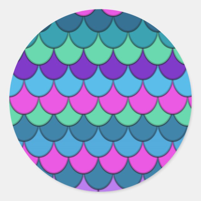 Colourful Multi-Coloured Mermaid Birthday Party Classic Round Sticker (Front)