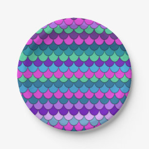 Colourful Multi-Coloured Mermaid Birthday Party Paper Plate