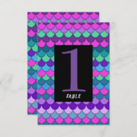 Colourful Multi-Coloured Mermaid Party Table Numbe