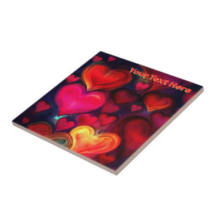 Colourful Multi Hearts Valentine Tile