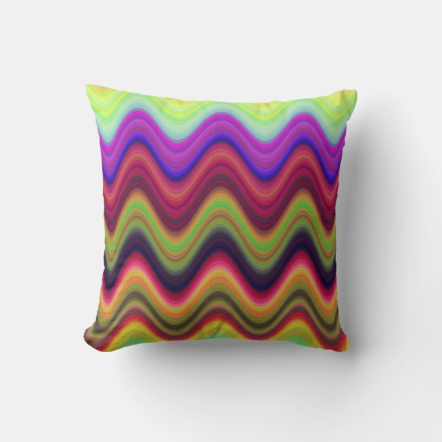 Colourful Multi Waves Throw Pillow (Front)