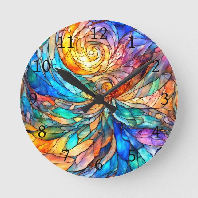Colourful multicolor Abstract 75 twist Round Clock (Front)