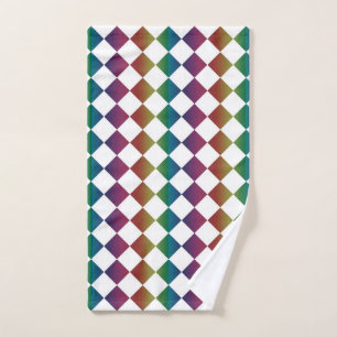 Colourful Multicolor Diamond Harlequin Chequered Hand Towel