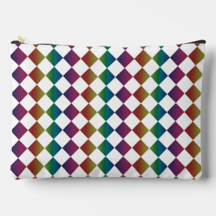 Colourful Multicolor Diamond Harlequin Chequered L Accessory Pouch
