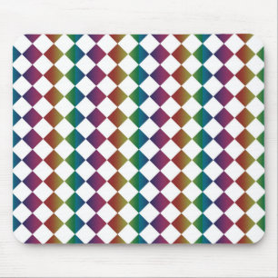 Colourful Multicolor Diamond Harlequin Chequered Mouse Pad