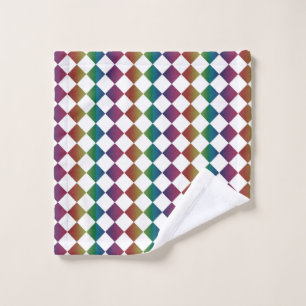 Colourful Multicolor Diamond Harlequin Chequered Wash Cloth