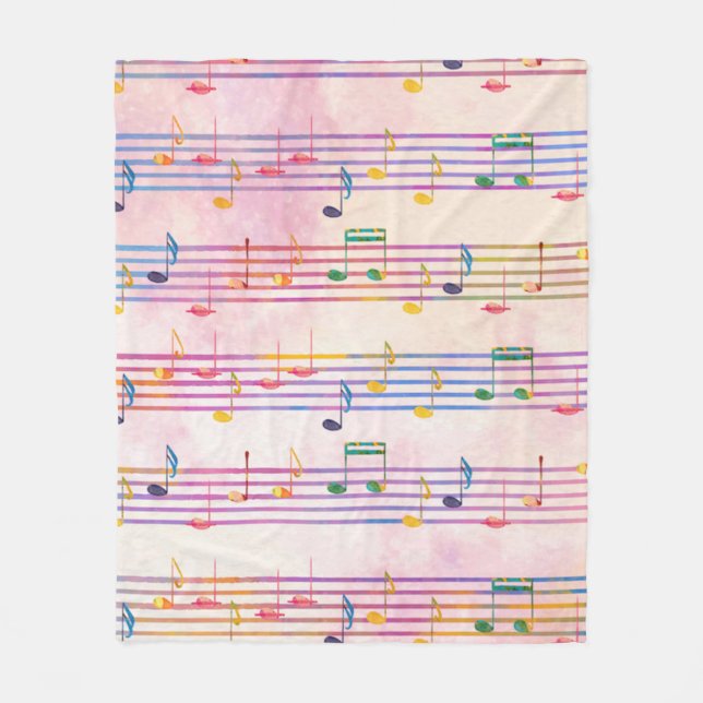 Colourful Multicolor Music Note Musician   Fleece Blanket (Front)