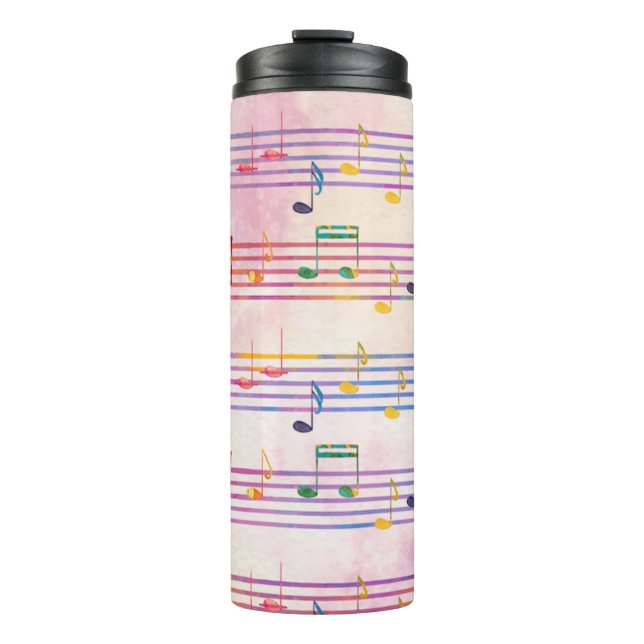 Colourful Multicolor Music Note Musician  Thermal Tumbler (Front)