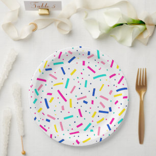 Colourful multicolor sprinkles  paper plate